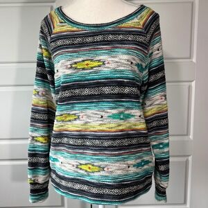 Ariat Aztec Print Pullover Sweater Western Bohemian Colorful Small